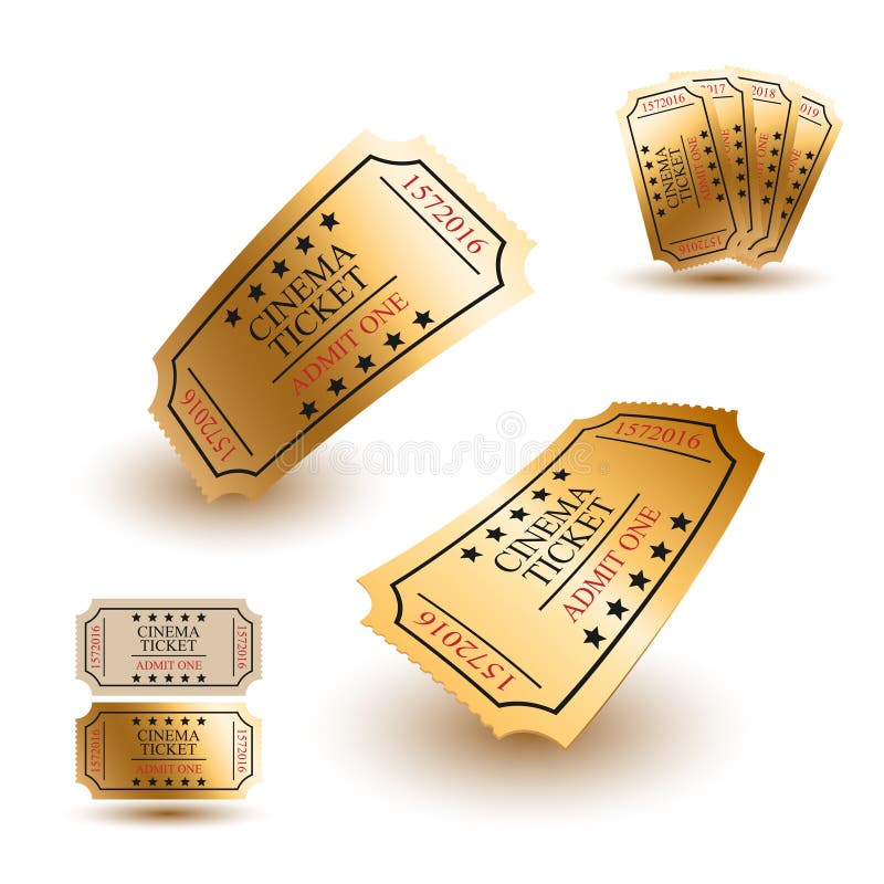Gouden bioskoopkaartjes royalty-vrije illustratie Gouden bioskoopkaartjes royalty-vrije illustratie