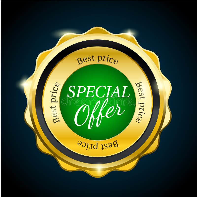 Gouden de verkoopkenteken van de premiespeciale aanbieding Groen Ontwerpelement vector illustratie Gouden de verkoopkenteken van de premiespeciale aanbieding Groen Ontwerpelement vector illustratie