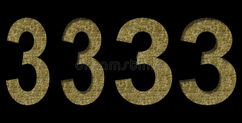 Golden three, 3 cut out of black paper on the backdrop of a pattern of gold threads, decorative font. Golden three, 3 cut out of black paper on the backdrop of a pattern of gold threads, decorative font.