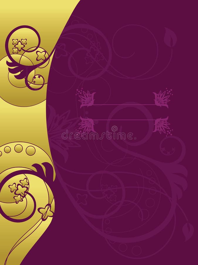 Gouden en purpere bloemenachtergrond vector illustratie Gouden en purpere bloemenachtergrond vector illustratie