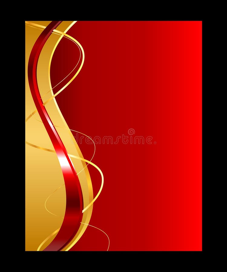 Goud- en rood abstracte achtergrond stock illustratie