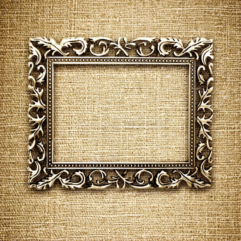 Gouden Frame Op Een Canvasachtergrond Stock Afbeelding Image of