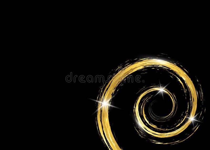 Gouden glanzend gloeiend uitstekend kader met gouden ge?soleerde kwaststreken of zwarte achtergrond De realistische spiraalvormig stock illustratie Gouden glanzend gloeiend uitstekend kader met gouden ge?soleerde kwaststreken of zwarte achtergrond De realistische spiraalvormig stock illustratie