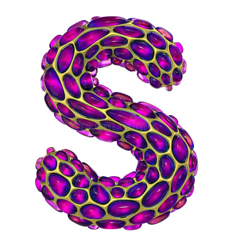 Gouden het glanzen metaal 3D met de roze hoofdletter S van het glassymbool - in hoofdletters geïsoleerd op wit stock illustratie Gouden het glanzen metaal 3D met de roze hoofdletter S van het glassymbool - in hoofdletters geïsoleerd op wit stock illustratie