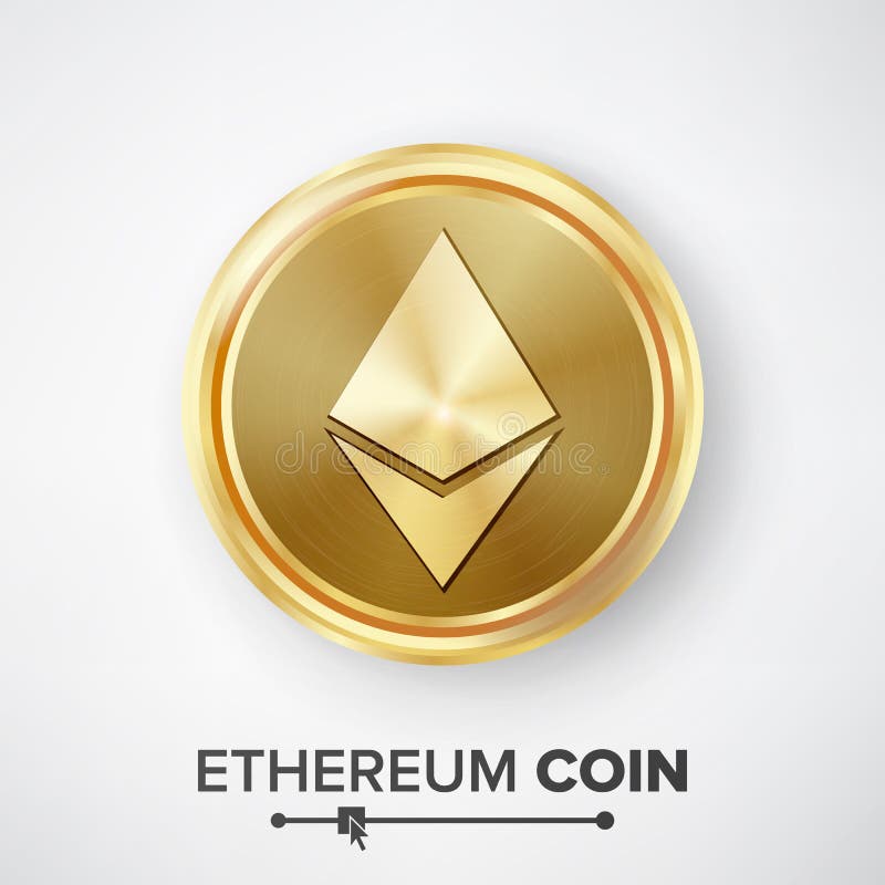Gouden het Muntstukvector van het Ethereummuntstuk De realistische Crypto Muntgeld en Illustratie van het Financiënteken Digitaal royalty-vrije illustratie Gouden het Muntstukvector van het Ethereummuntstuk De realistische Crypto Muntgeld en Illustratie van het Financiënteken Digitaal royalty-vrije illustratie