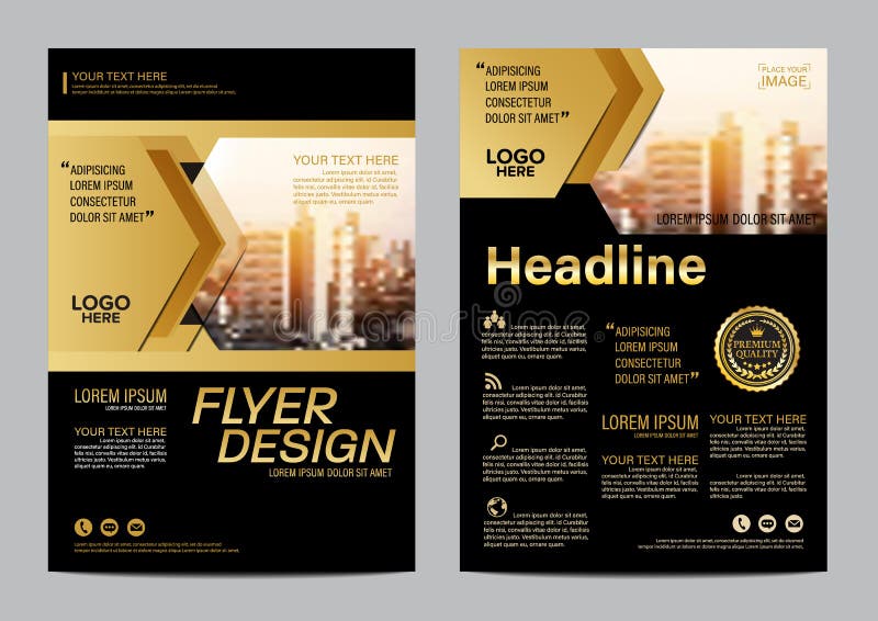 Gouden het ontwerpmalplaatje van de Brochurelay-out Van de het Pamfletdekking van de Jaarverslagvlieger de Presentatie Moderne ac