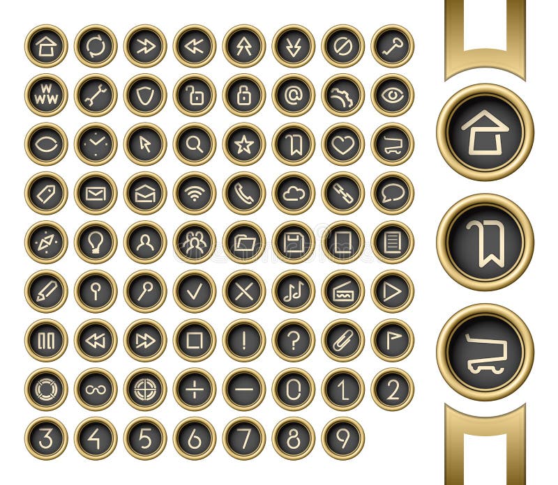 Gouden interfaceknopen vector illustratie Gouden interfaceknopen vector illustratie