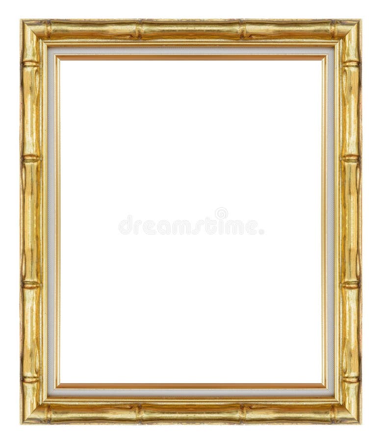 Gouden kader, houten kader voor het schilderen of beeld op witte achtergrond stock foto Gouden kader, houten kader voor het schilderen of beeld op witte achtergrond stock foto