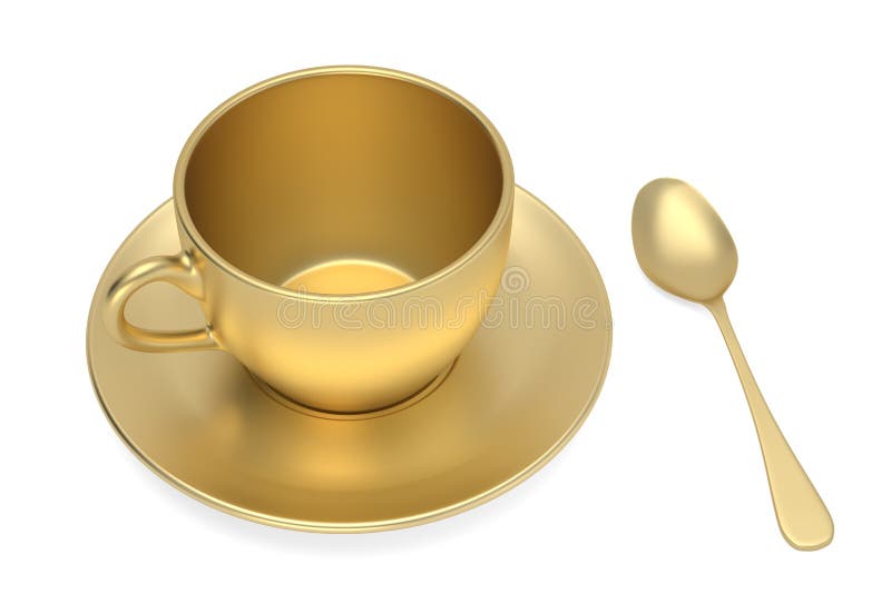 Gouden Met Zwarte Koffie Illustratie - of lepel, ceramisch: 32646930
