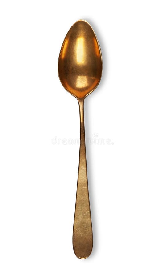 Gouden lepel op wit royalty-vrije stock foto Gouden lepel op wit royalty-vrije stock foto
