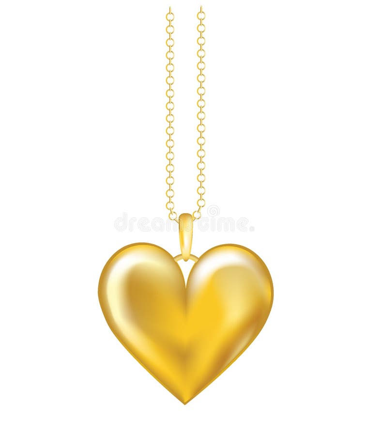 Gold heart locket on chain. Isolated on white background. space for your text. Gold heart locket on chain. Isolated on white background. space for your text.