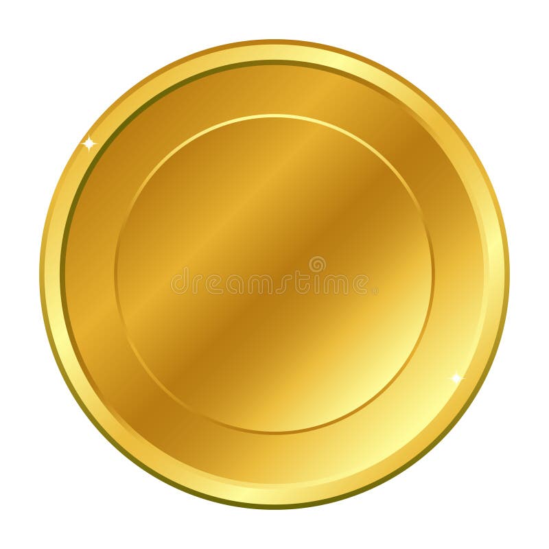 Gouden muntstuk met binnen cirkel Vector illustratie die op witte achtergrond wordt geïsoleerdd stock illustratie Gouden muntstuk met binnen cirkel Vector illustratie die op witte achtergrond wordt geïsoleerdd stock illustratie