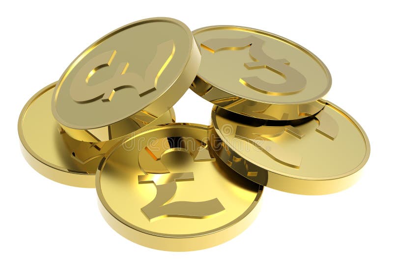 Gouden muntstukken die op een witte achtergrond worden geïsoleerdi. stock illustratie Gouden muntstukken die op een witte achtergrond worden geïsoleerdi. stock illustratie