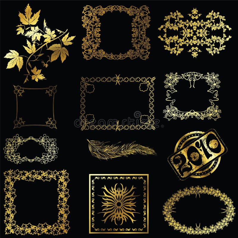 Gouden ontwerpelementen royalty-vrije illustratie Gouden ontwerpelementen royalty-vrije illustratie