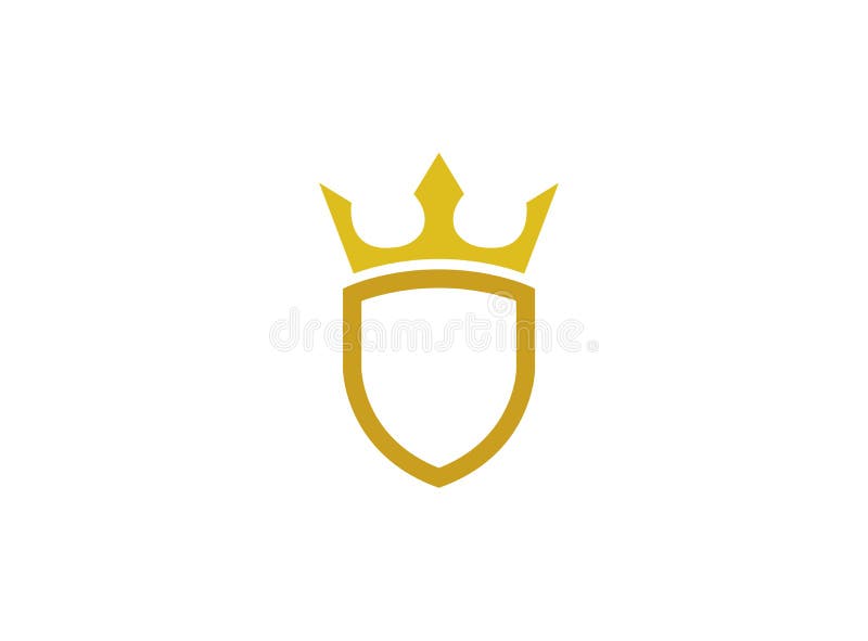 Gouden schild met een kroon voor de illustratie van het embleemontwerp vector illustratie Gouden schild met een kroon voor de illustratie van het embleemontwerp vector illustratie