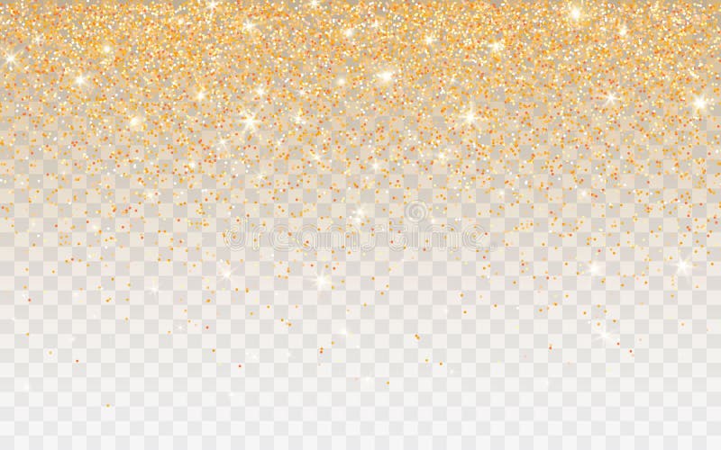 Gouden schitter fonkeling op een transparante achtergrond De gouden Trillende achtergrond met fonkelt lichten Vector illustratie