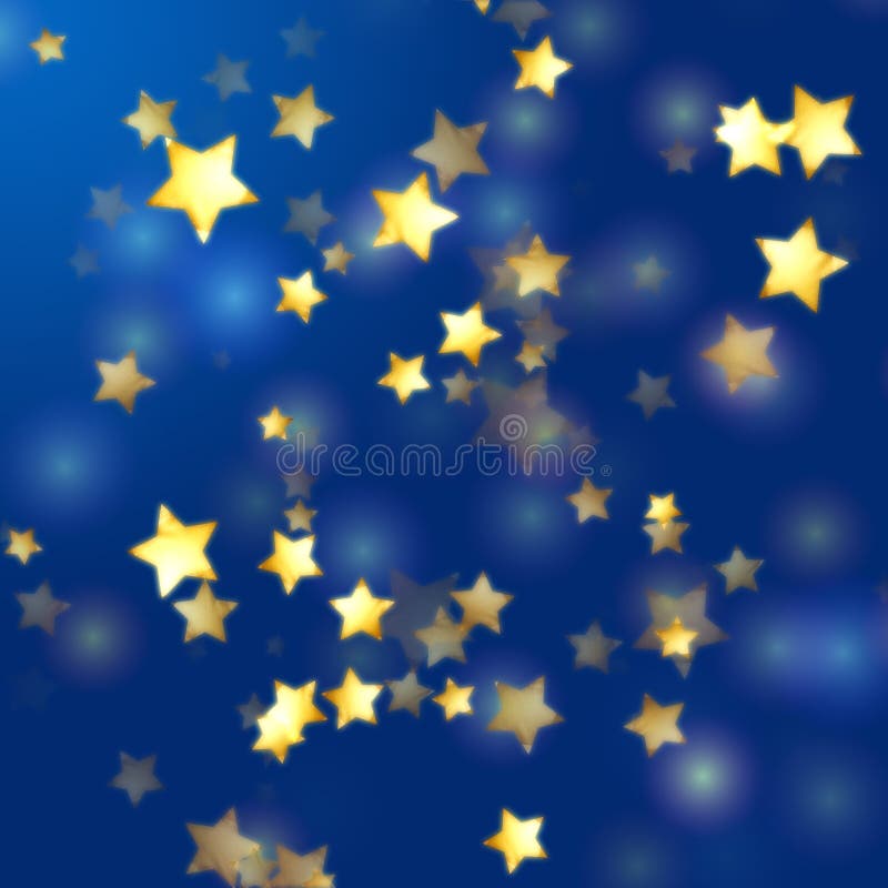 Gouden sterren in blauw stock illustratie Gouden sterren in blauw stock illustratie