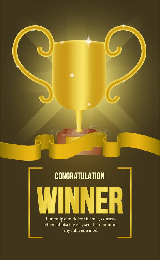 Gouden trofee met lichteffectachtergrond winnaaraankondiging Het malplaatje van de affiche Webbevordering