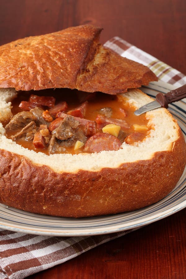 Goulash Soup In A Bread Bowl Stock Photography Image 12866142