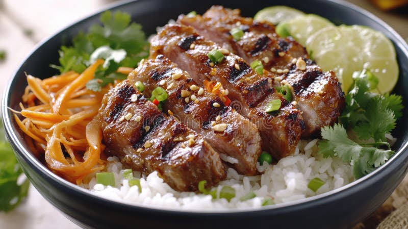 Gourmet Beef and Rice Dish imagem de stock