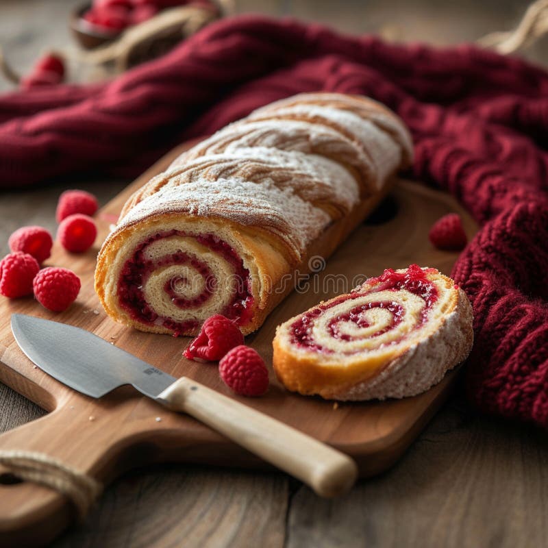 Gourmet fruit swiss roll royalty free illustration