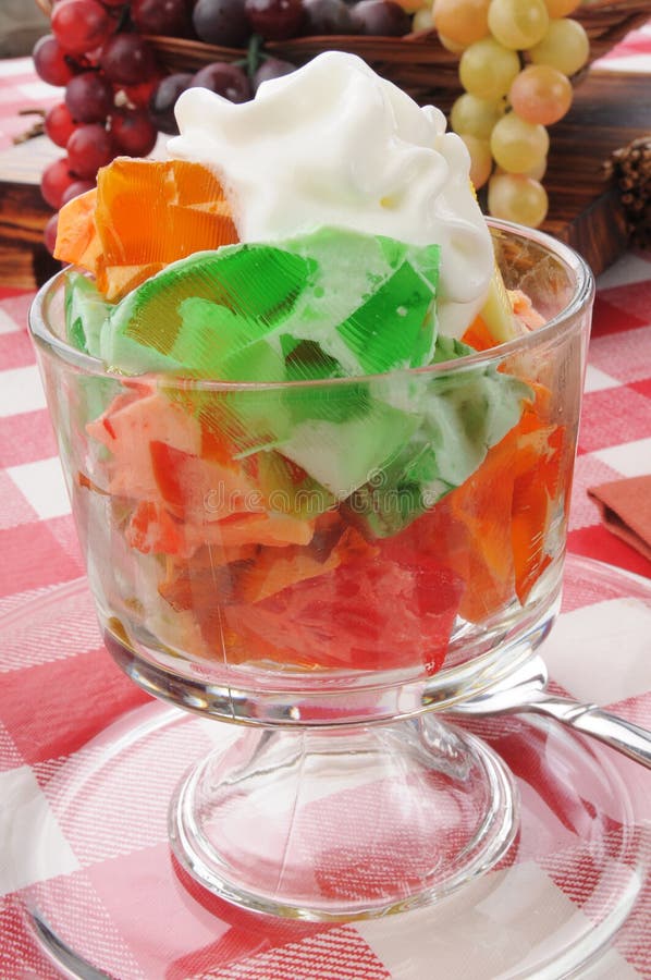 Gelatin Parfait with a Bowl of Strawberries Stock Image Image of bowl