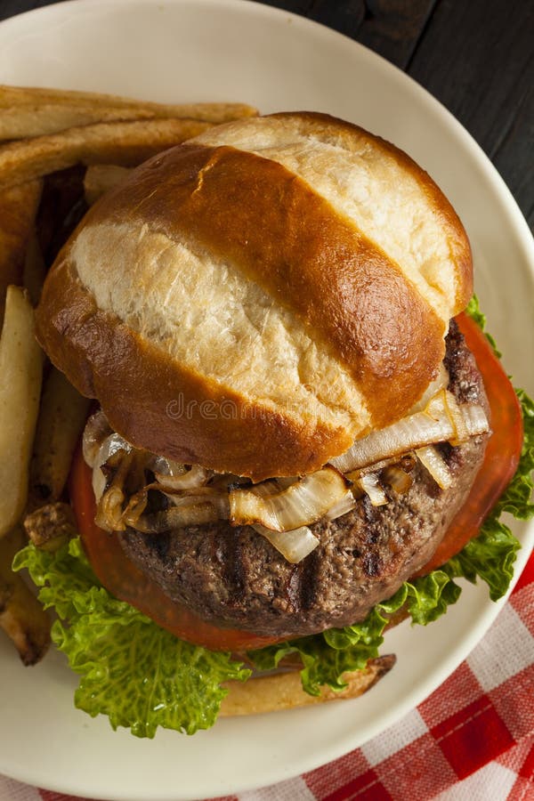 Gourmet Hamburger with Lettuce and Tomato Stock Image Image of