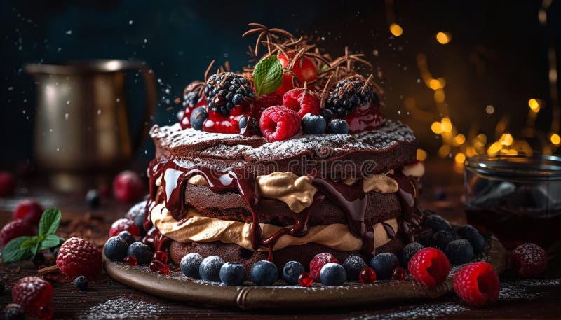 Gourmet Indulgence with Berries and Chocolate Indulgence Generated by ...