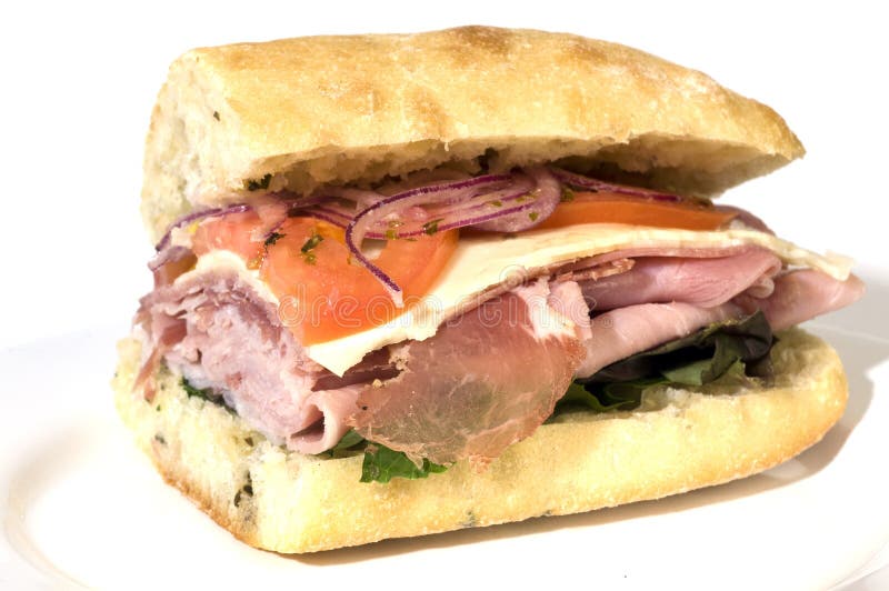 Gourmet Italian Salami Prosciutto Sandwich Stock Photo Image of white