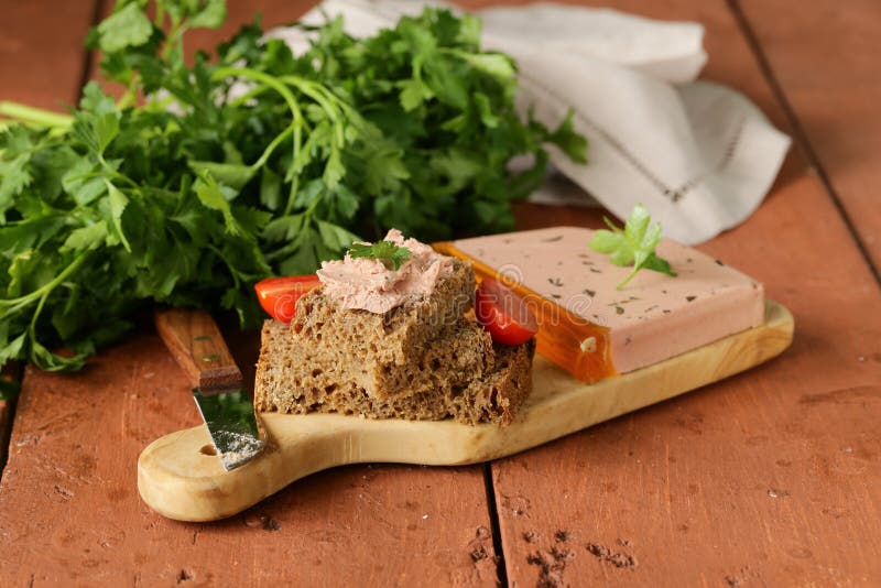 Gourmet Liver Pate with Black Rye Bread Stock Image Image of paste