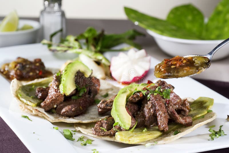 Gourmet mexicain accompagné de l'avocat image stock Gourmet mexicain accompagné de l'avocat image stock