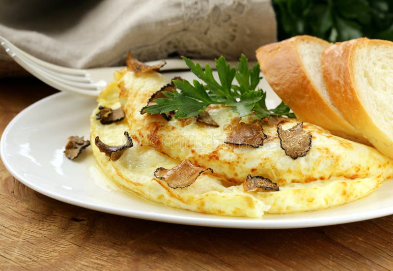 Gourmet Omelette with Black Truffle Stock Photo Image of black