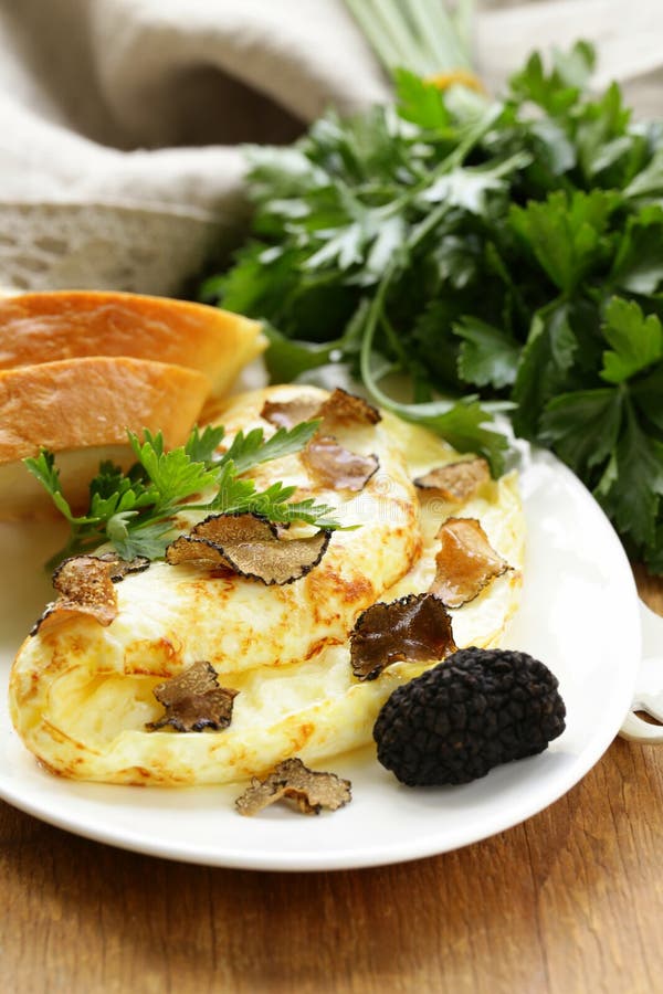 Gourmet Omelette with Black Truffle Stock Photo Image of black
