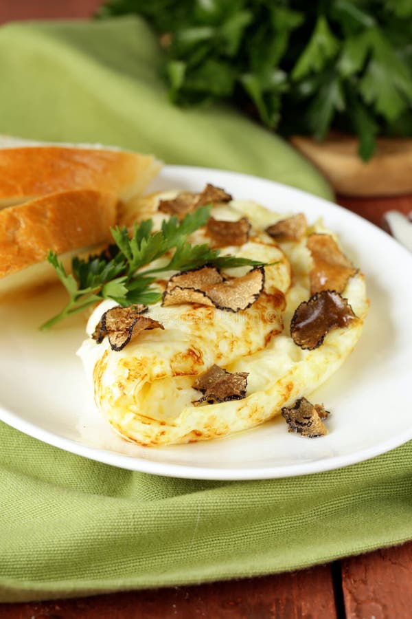 Gourmet Omelette with Black Truffle Stock Photo Image of black