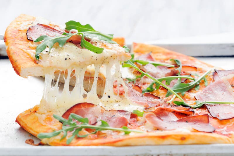 Gourmet Rustic Pizza Lifted Stock Image Image of bread, crust 58041217