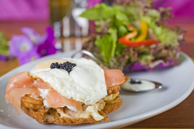 Gourmet smoked salmon burger