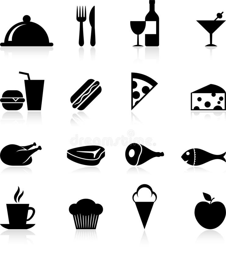 Gourmet- symbolsset för mat