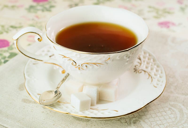 Gourmet Tea Cup with Sugar Cubes Stock Image Image of crockery