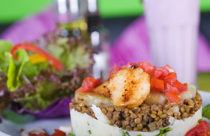 Gourmet veggie burger with salad