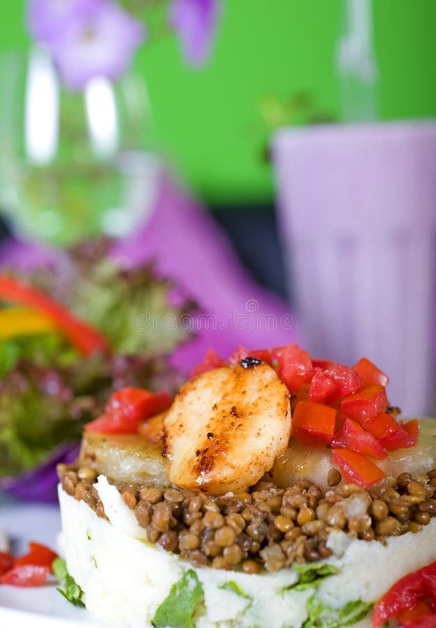 Gourmet veggie burger with salad