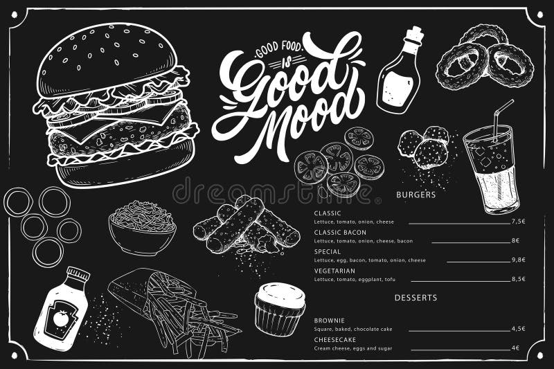 Gourmet świeże pyszne menu hamburgera domowego ilustracja wektor
