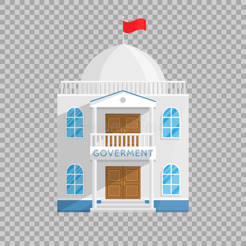 Government building in Flat style on transparent background Vector Illustration. Senate Government House and other agencies managing their own country city Illustration for your projects.
