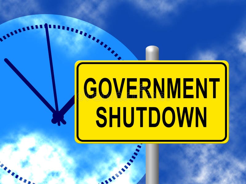 Government Shut Down Clock Means United States Political Shutdown Stock