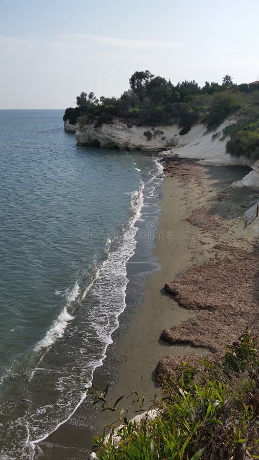 The beautiful Governor`s Beach Limassol in Cyprus stock photo