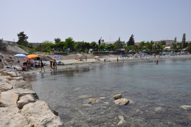 The beautiful Governor`s Beach Limassol in Cyprus stock images