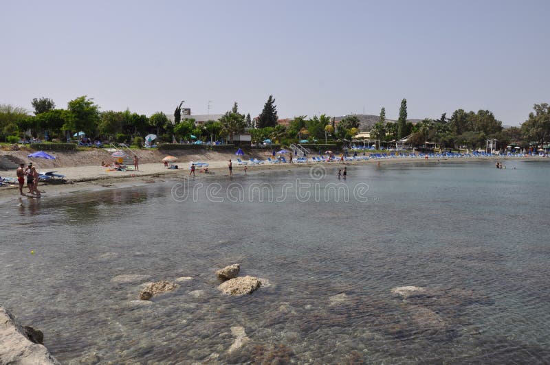 The beautiful Governor`s Beach Limassol in Cyprus stock photography