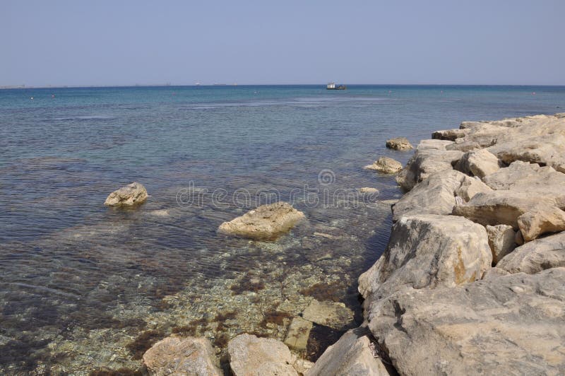 The beautiful Governor`s Beach Limassol in Cyprus royalty free stock photography