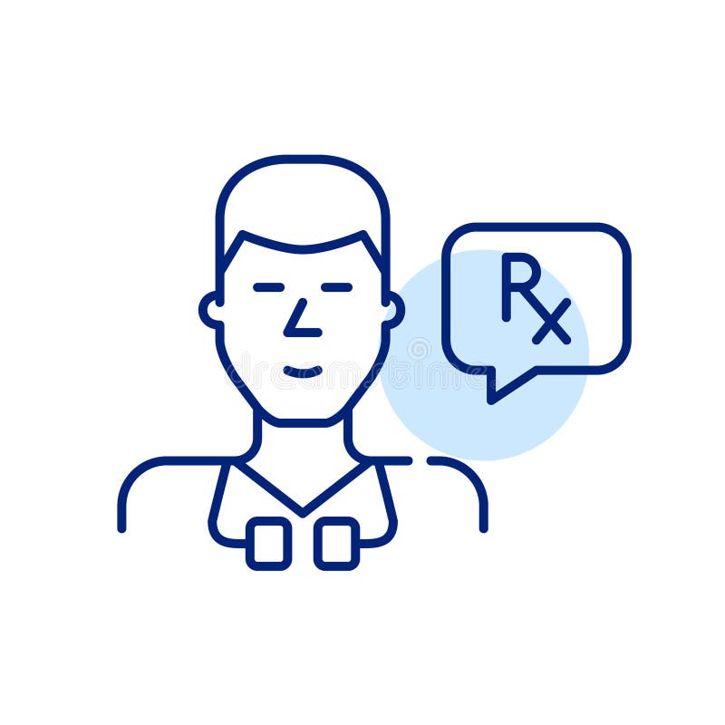 GP doctor with stethoscope writing prescription. Pixel perfect, editable stroke icon royalty free illustration GP doctor with stethoscope writing prescription. Pixel perfect, editable stroke icon royalty free illustration