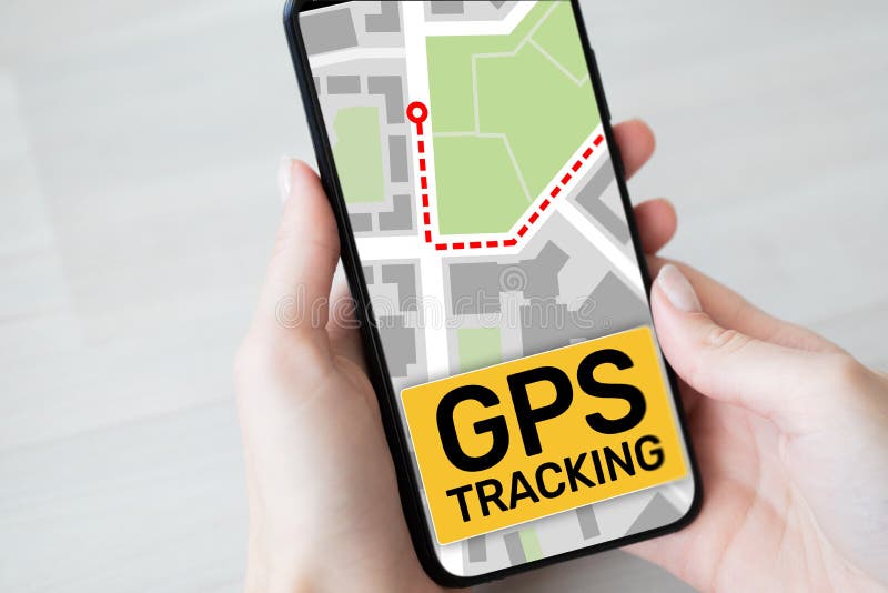 GPS dépistant la carte sur l'écran de smartphone Système de localisation mondial, concept de navigation photographie stock libre de droits GPS dépistant la carte sur l'écran de smartphone Système de localisation mondial, concept de navigation photographie stock libre de droits