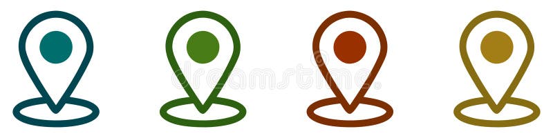 GPS icon. Set of colored map pin icons. Vector icon of a location pin marking. stock illustration